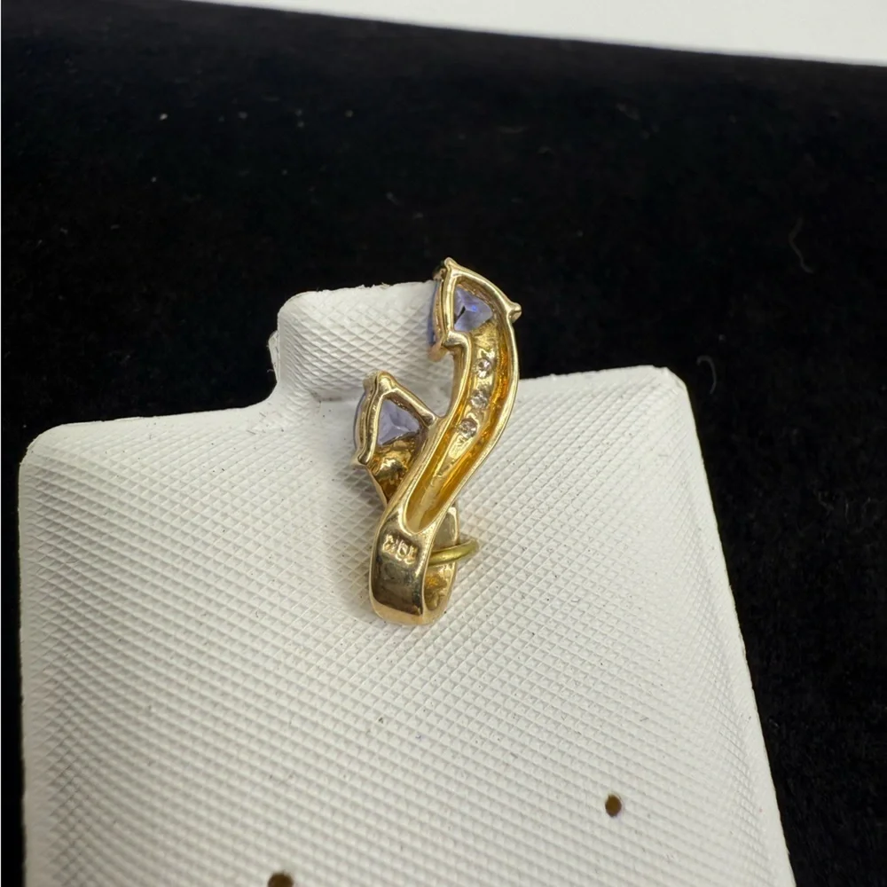 Vintage 10K Yellow Gold Opal Diamond Tanzanite slide Pendant